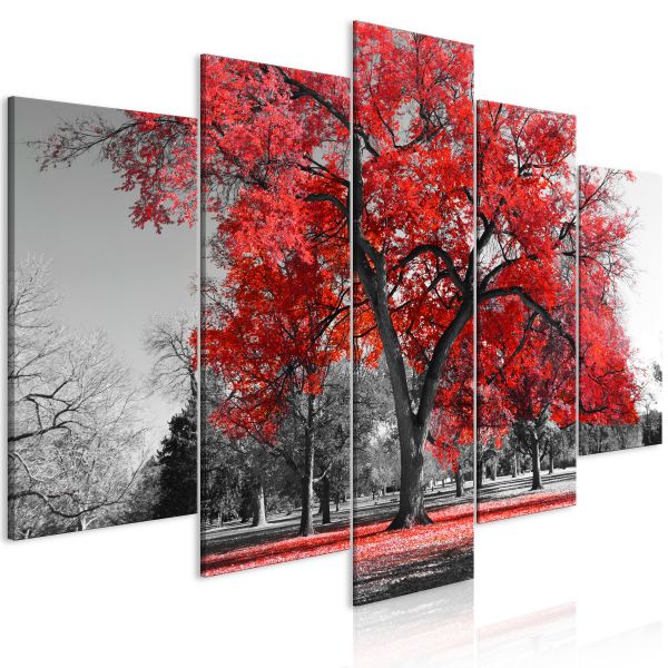 Tableau Autumn in the Park (5 Parts) Wide Red