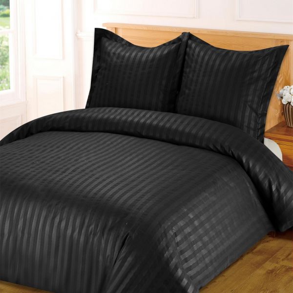 Parure de couette 3 pièces 220x240 cm 100% Polyester 55 gsm Stripe Noir