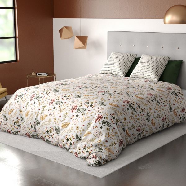 Housse de couette et taie d'oreiller 100% coton Gardenia