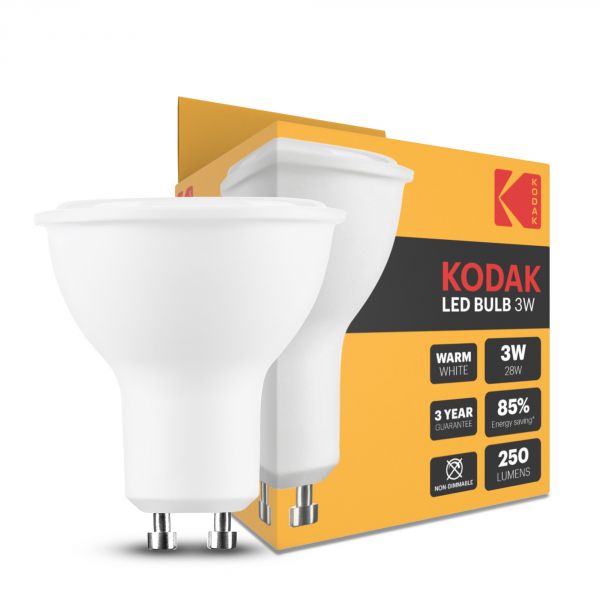 Spot LED Kodak Max Alu-Plastique 3W GU10 100° 2700K (250 lumen)