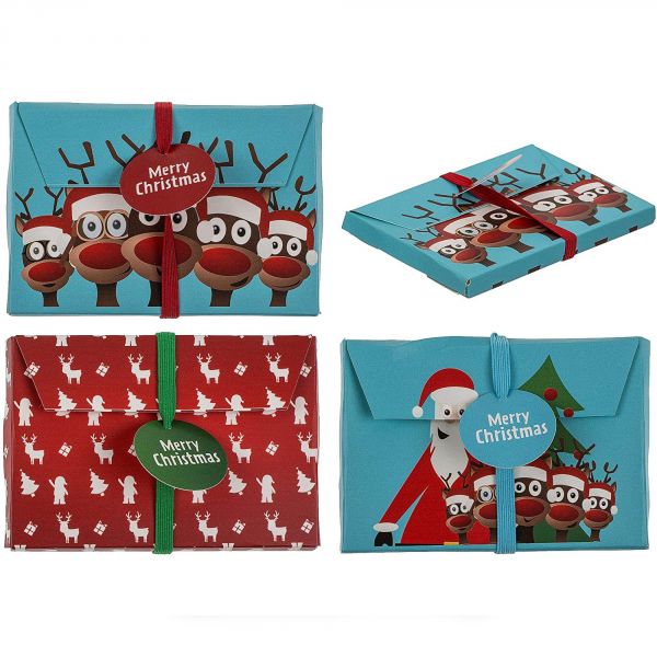 Fournisseur de 3 enveloppes cadeau de Noël (Père de Noël, Renne, Déco Noël)  B2B