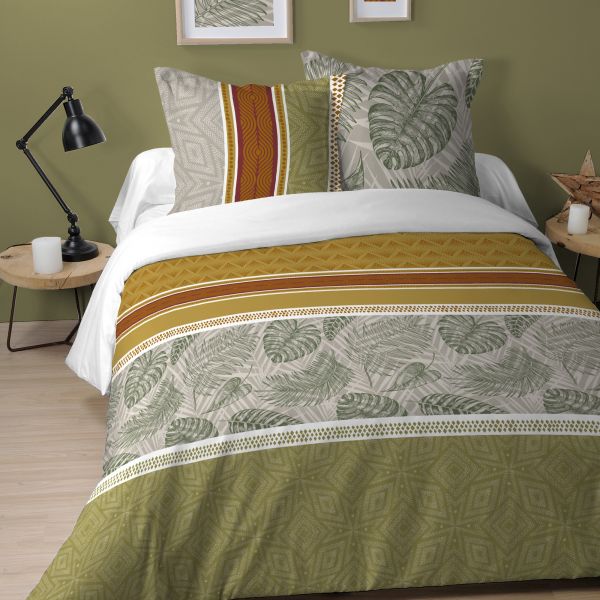 Housse de couette et taie d'oreiller 100% coton Exopalm