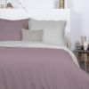 Housse de couette 220x240 cm + 2x taies d'oreiller 63x63 cm Percale de Coton Gris Mauve