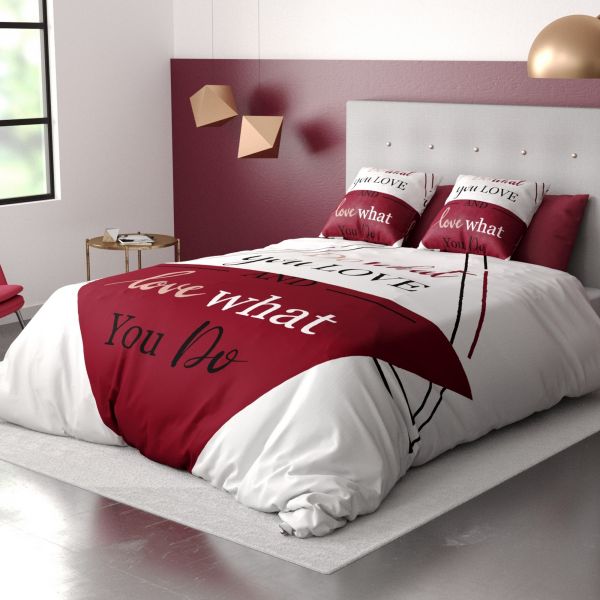 Housse de couette 220x240 cm + 2x taies d'oreiller 63x63 cm Coton Red Love