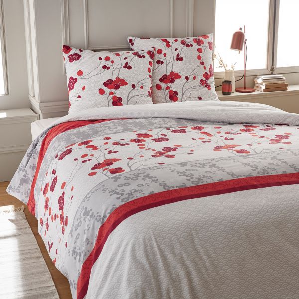 Housse de couette 220x240 cm + 2x taies d'oreiller 63x63 cm Coton Sidai Rouge