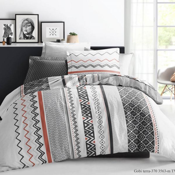 Housse de couette et taie d'oreiller 100% Coton 57 fils Gobiterra