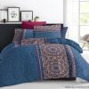 Housse de couette et taie d'oreiller 100% Coton 57 fils Manda Bleu