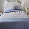 Housse de couette et taie d'oreiller 100% Coton 47 fils Narcisco Bleu