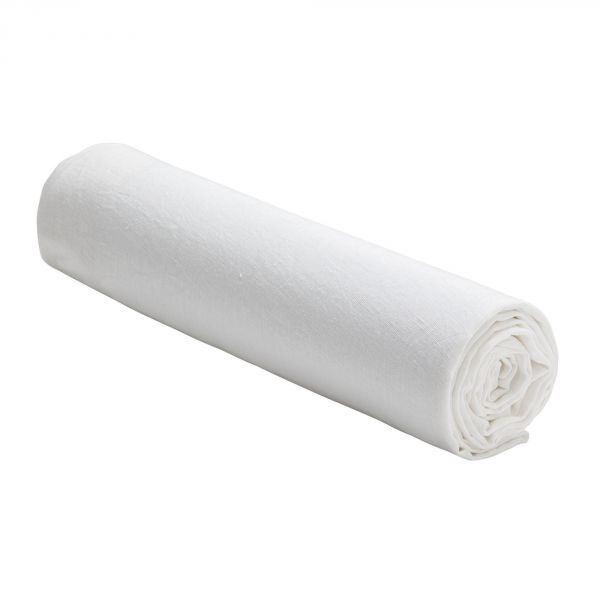 Drap housse 100% Lin Lavé Bâton Rouge Blanc