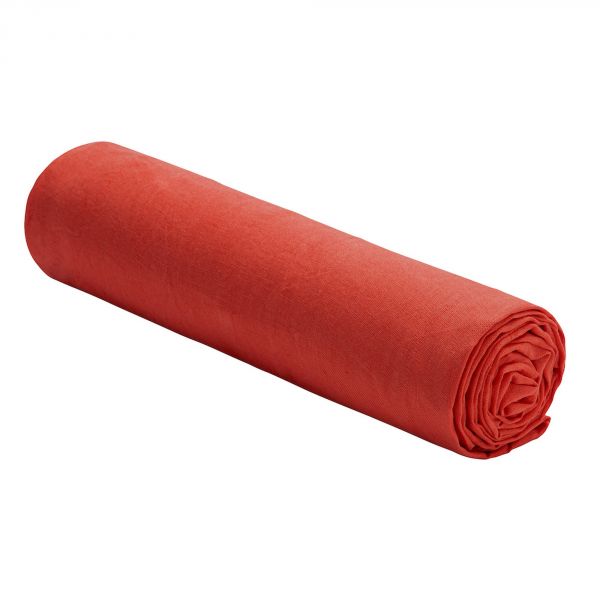 Drap housse 100% Lin Lavé Bâton Rouge Rouge