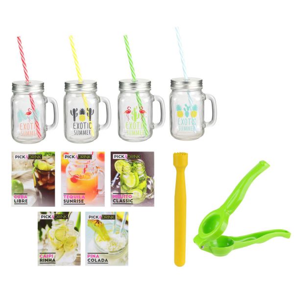 Fournisseur de Coffret Mojito Mason Jar avec 4 chopes en verre 45 cl B2B