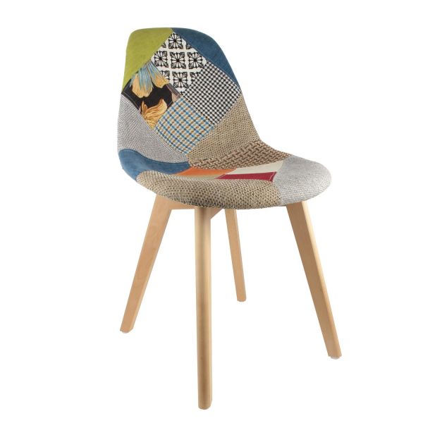 Chaise scandinave Patchwork motif multicolore