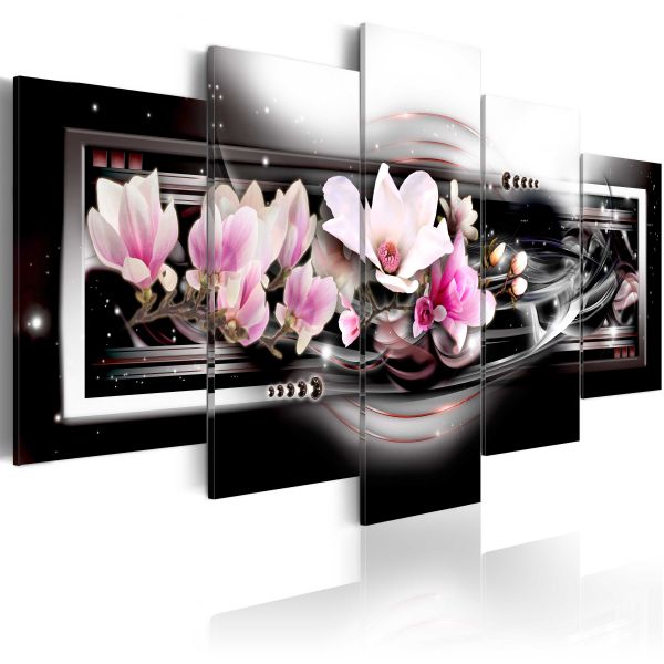 Tableau Fleurs Magnolias on a black background