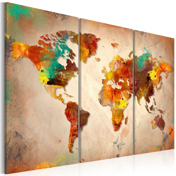 Tableau Cartes du monde Painted World - triptych