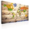Tableau Cartes du monde Map on wood: Colourful Travels