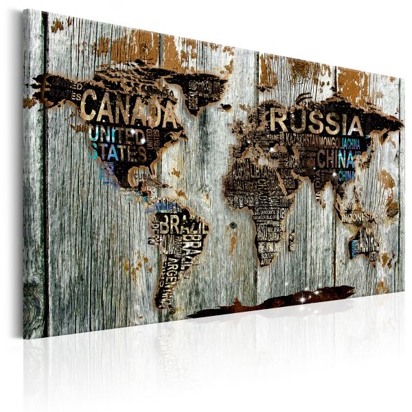 Tableau Cartes du monde Wooden Border