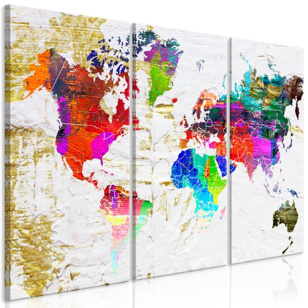 Tableau Cartes du monde Golden Front (3 Parts)