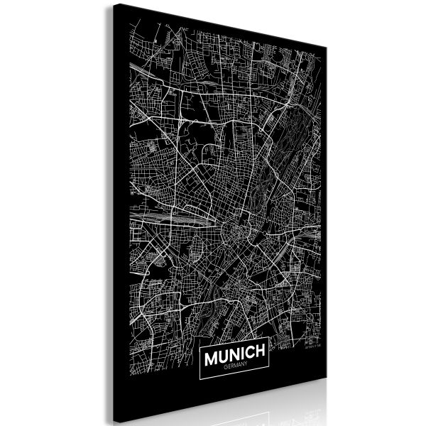 Tableau Cartes du monde Dark Map of Munich (1 Part) Vertical