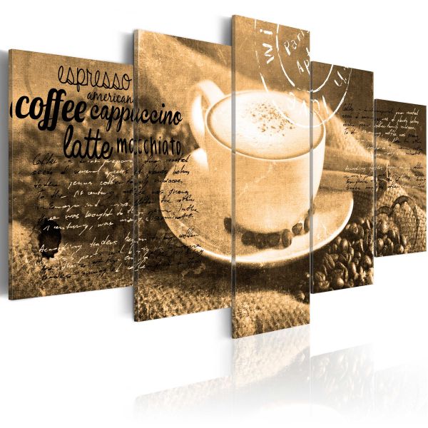 Tableau Nature morte Coffe, Espresso, Cappuccino, Latte machiato ... - sepia