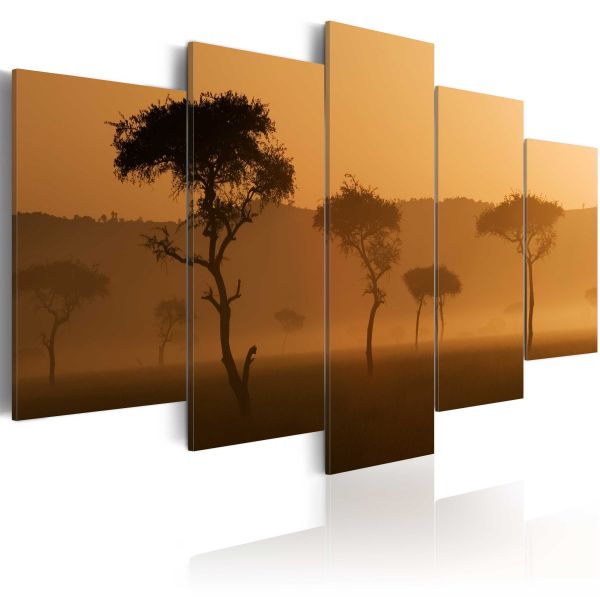 Tableau Tableau africain et ethnique Savane dans le brouillard