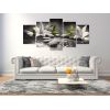 Tableau Zen Lilies and Stones (5 Parts) Wide Grey