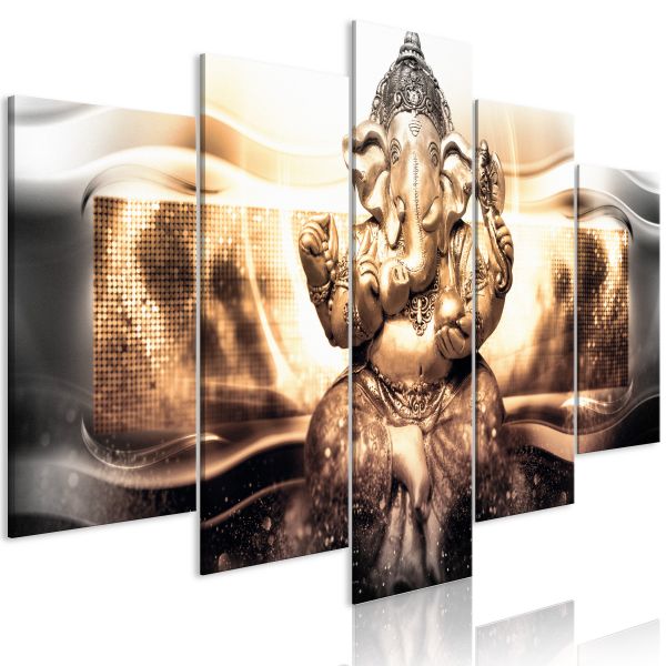 Tableau Zen Buddha Style (5 Parts) Golden Wide