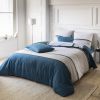 Parure de lit housse de couette avec taies d'oreiller 100% Coton 57 fils Steven Ocean Blue