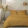 Parure de lit housse de couette avec taies d'oreiller 100% Percale de Coton 80 fils Jaune