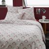 Parure de lit housse de couette avec taie d'oreiller 100% Coton 57 fils Shan Cerise