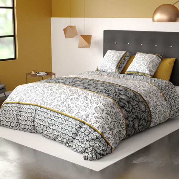 Parure de lit housse de couette avec taies d'oreiller 100% Coton 57 fils Vega Gold