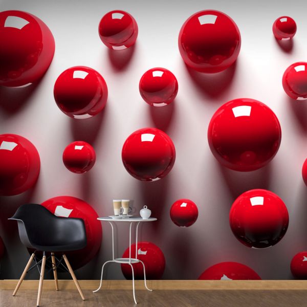 Papier peint intissé 3D et Perspective Red Balls