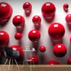Papier peint intissé 3D et Perspective Red Balls
