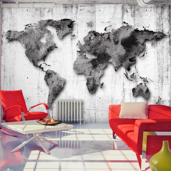 Papier peint intissé Carte du monde World in Shades of Gray