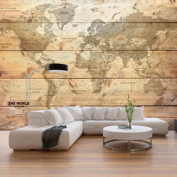 Papier peint intissé Carte du monde Map on Boards