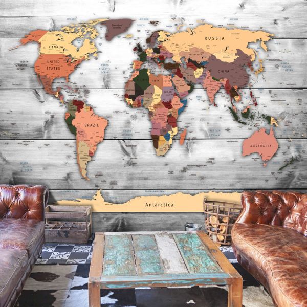 Papier peint intissé Carte du monde Direction: World