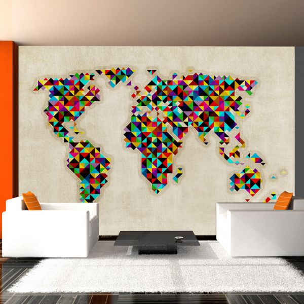 Papier peint intissé Carte du monde World Map - a kaleidoscope of colors
