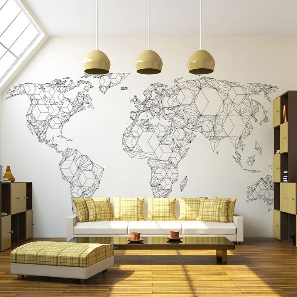 Papier peint intissé Carte du monde Map of the World - white solids