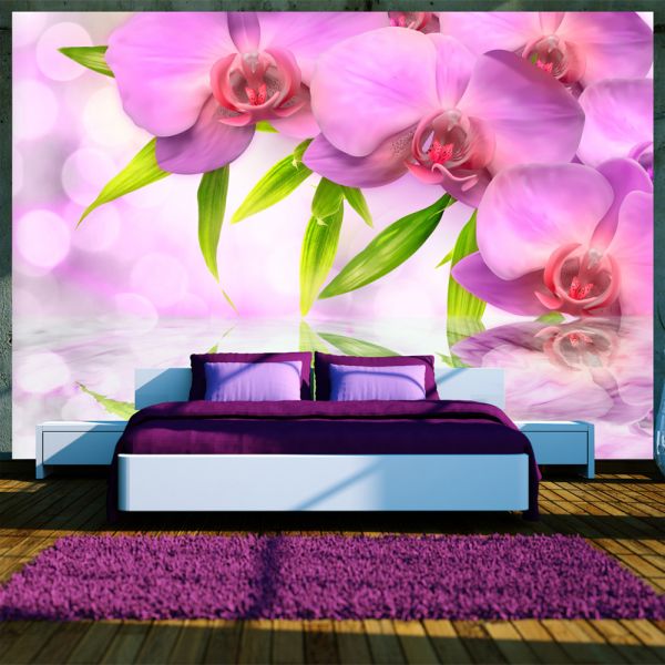 Papier peint intissé Fleurs Orchids in lilac colour