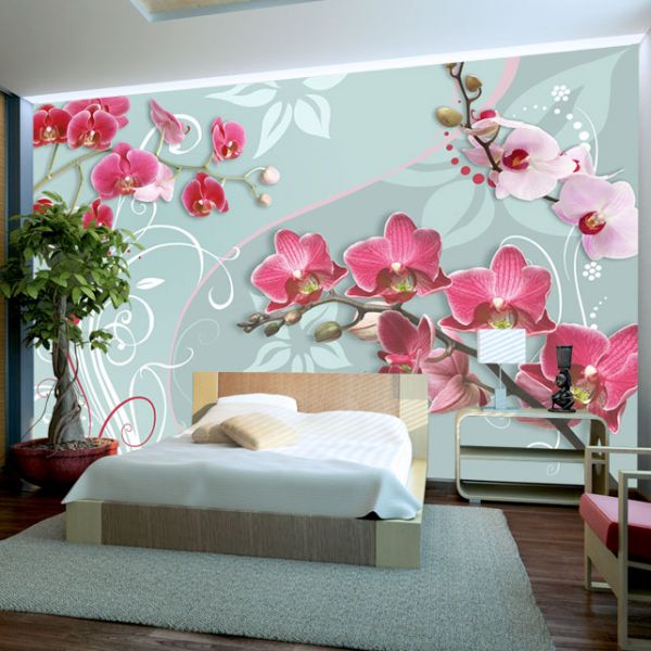Papier peint intissé Fleurs Pink orchids - variation II