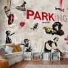 Papier peint intissé Street art [Banksy] Graffiti Collage
