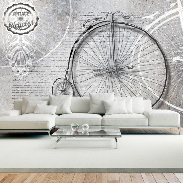 Papier peint intissé Vintage et Retro Vintage bicycles - black and white