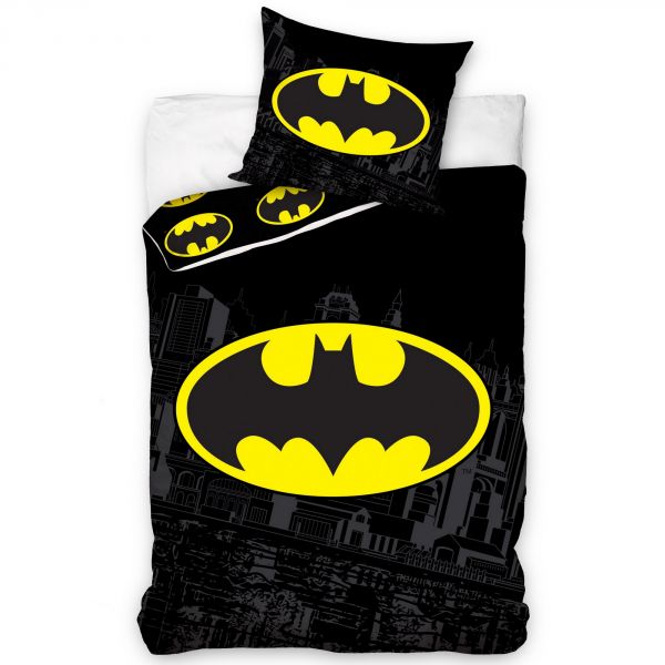 Parure de lit Batman 100% coton Housse de couette enfant 140x200 cm brille la nuit
