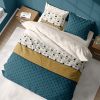 Parure housse de couette Réversible avec taies d'oreiller 100% Coton 57 fils Soleil