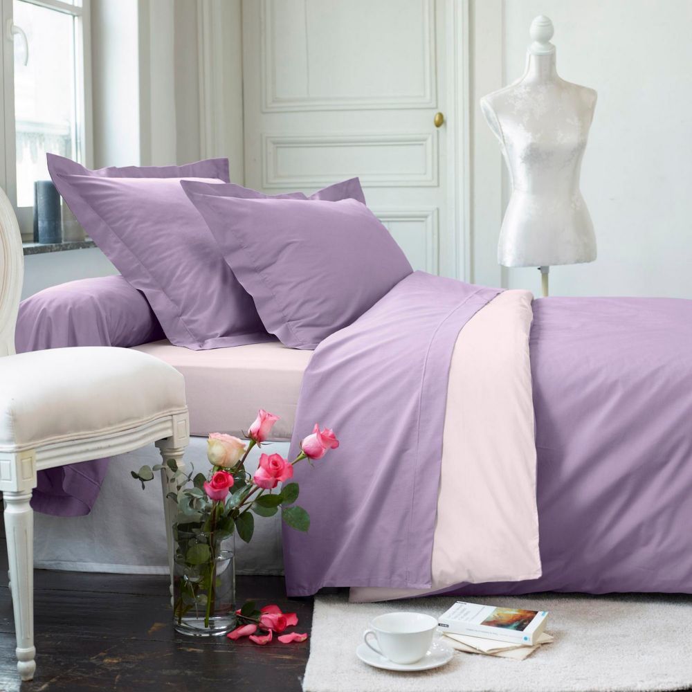 Fournisseur de Parure de lit 3 pièces 220x240 cm 100% Percale de Coton 78  fils Lilas Violine B2B