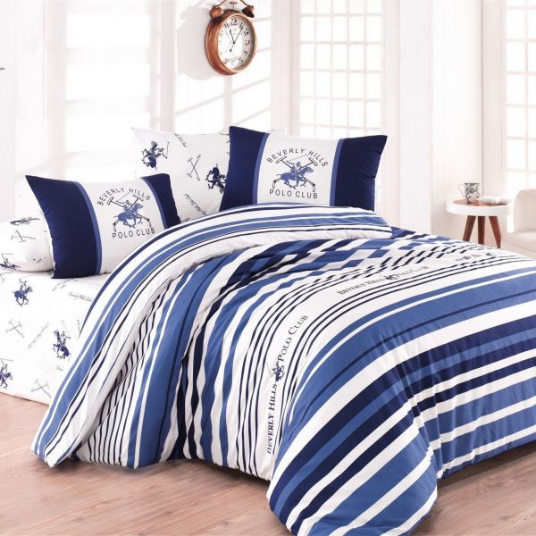 Housse de couette 220x240 + 2 taies d'oreiller 60x60 cm Coton Bhpc 029 Blue