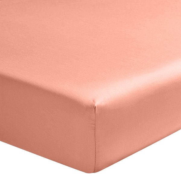 Drap housse 140x190 +30 cm Satin de Coton Rose Thé