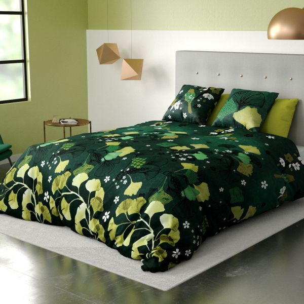 Parure de drap 240x300 4 pièces Coton Ginko Vert