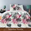 Housse de couette 240x260 cm + 2 taies d'oreiller 63x63 cm Coton Monstera Fuschia