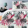 Housse de couette 240x260 cm + 2 taies d'oreiller 63x63 cm Coton Monstera Fuschia