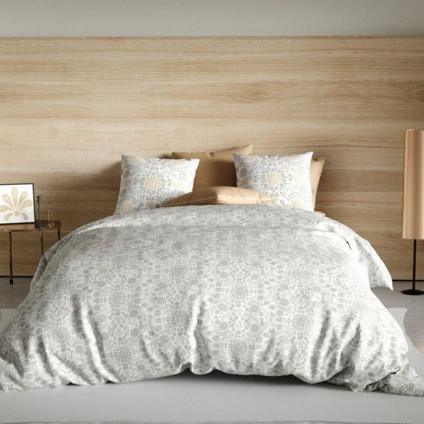 Housse de couette 220x240 cm + 2 taies d'oreiller 65x65 cm Coton Vishka Cedre